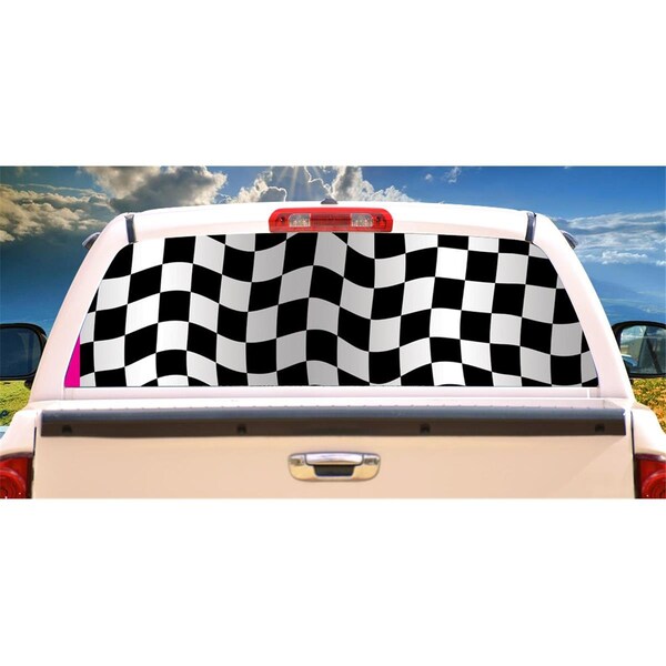 Entretenimiento Checkered Flag Rear Window Graphic Full Size Pickup Truck Film EN3272048 - main